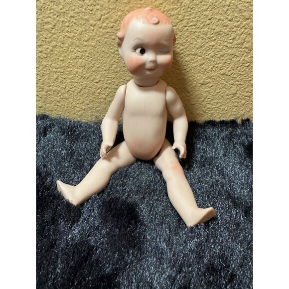 Vintage Kewpie Porcelain Bisque Doll Articulated Limbs Collectible 7" Winking - Picture 5 of 6